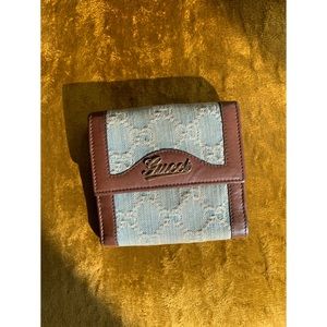 Gucci Monogram Denim Snap Wallet